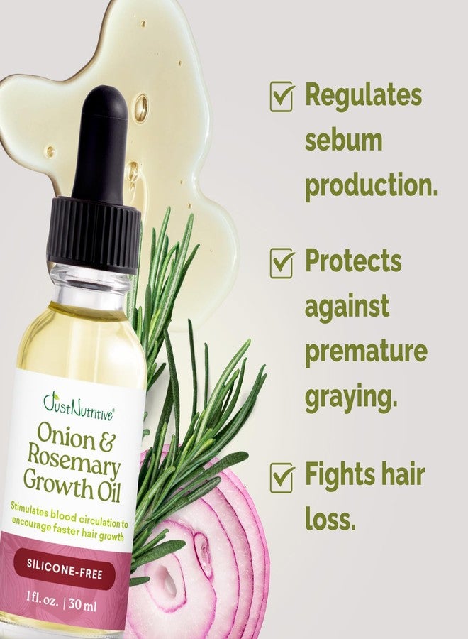 Just Nutritive Rosemary & Onion Hair Growth Oil Treatment for Thinning, Breakage, Scalp Health, Collagen Boost, Antioxidants, Omega-3 & 6 Fatty Acids for Stronger, Thicker Hair - 1 oz - Image 5